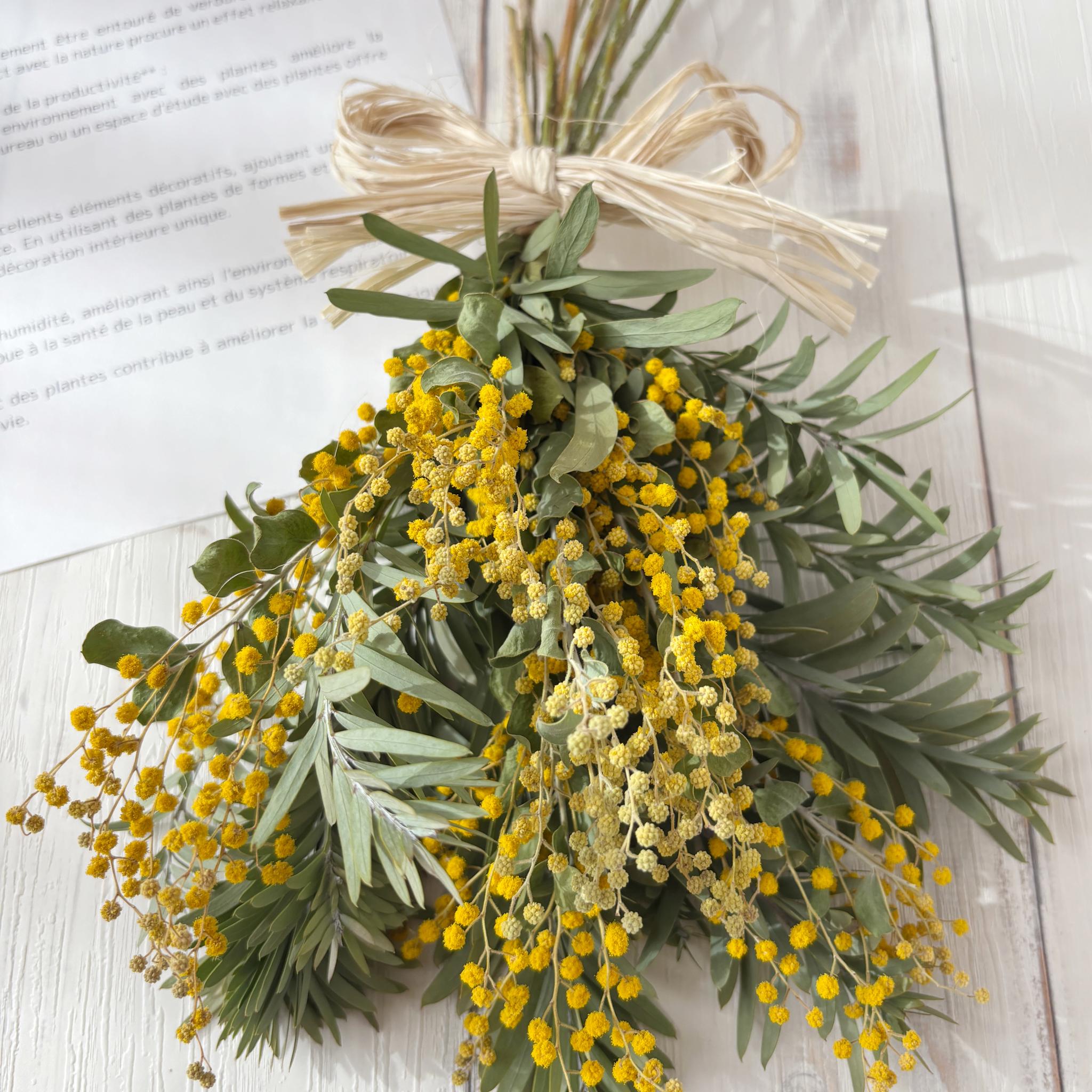 ミモザのナチュラルスワッグSサイズ｜おしゃれなドライフラワーの壁飾りをギフトにも♪ | 3枚目